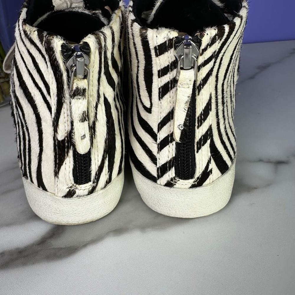 Rebecca Minkoff Zaina Too Zebra Haircalf High-Top Sneakers Streetwear Shoes 6.5 - Picture 4 of 7